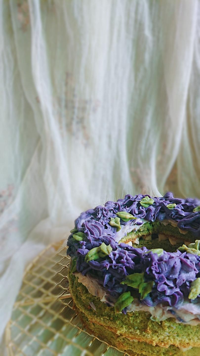 春日艾草花环蛋糕（无淡奶油版本）的做法