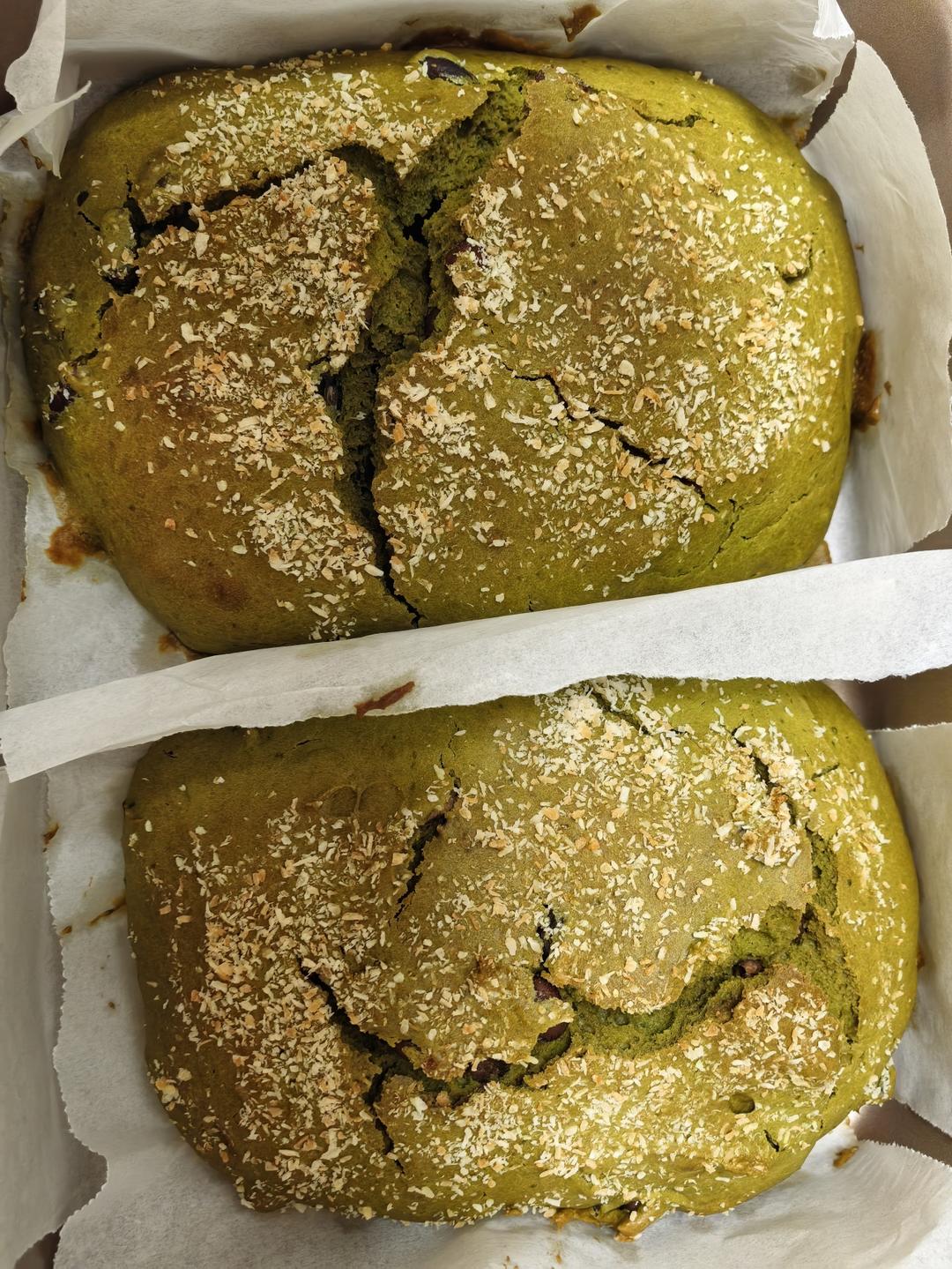 免黄油～无需打发🥥椰香抹茶红豆磅蛋糕