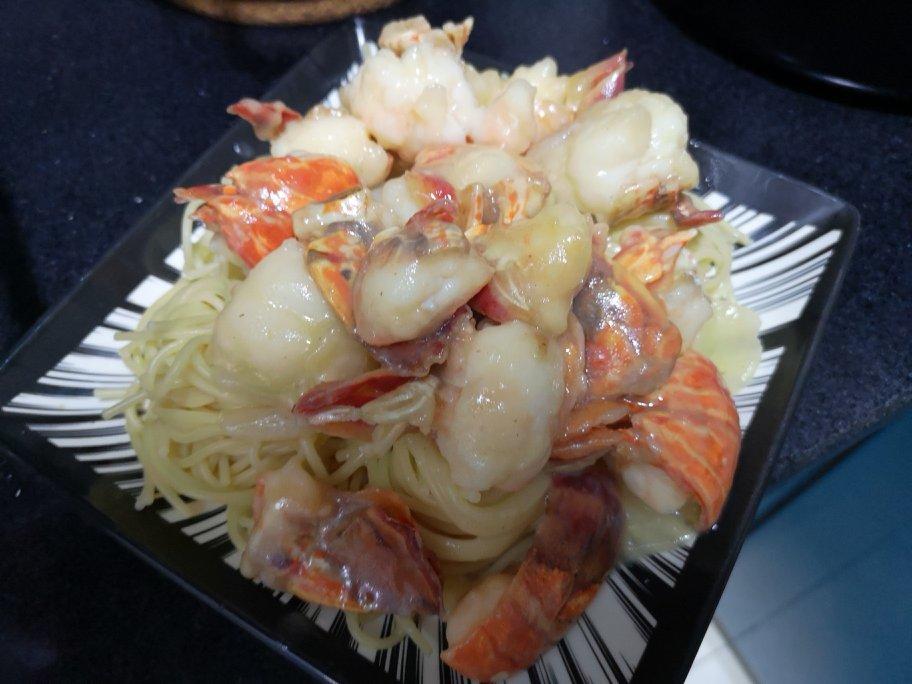 韩文清做的黄油芝士焗波士顿龙虾意面