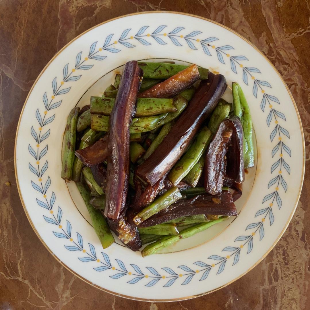 茄子炒豆角（改良版 健康少油）