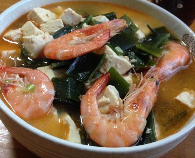 海带豆腐大虾汤的做法