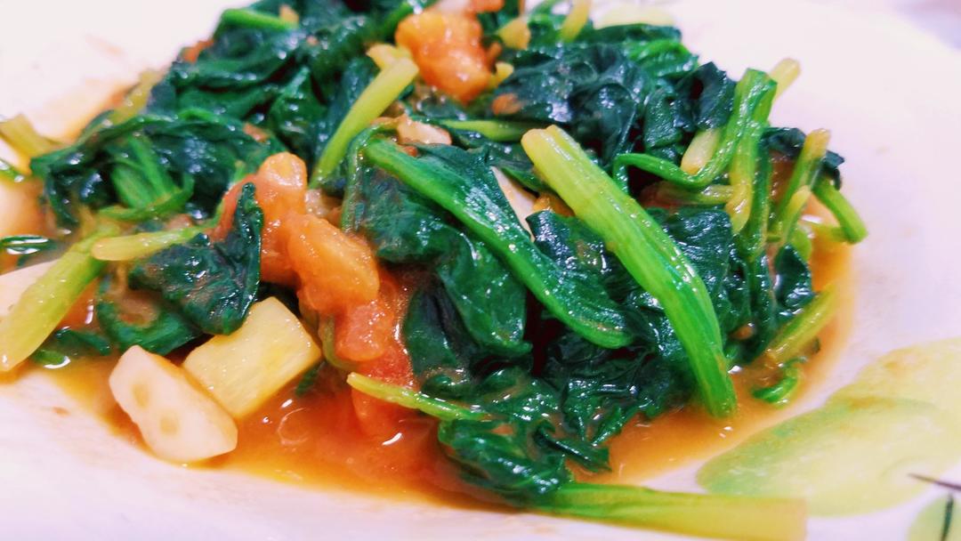 freya2606做的西红柿炒菠菜
