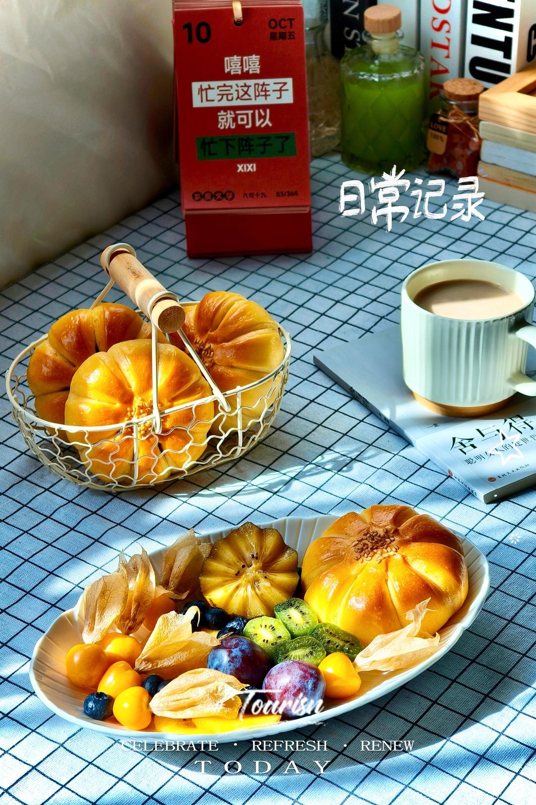 🌼金灿灿花朵面包｜消耗月饼馅