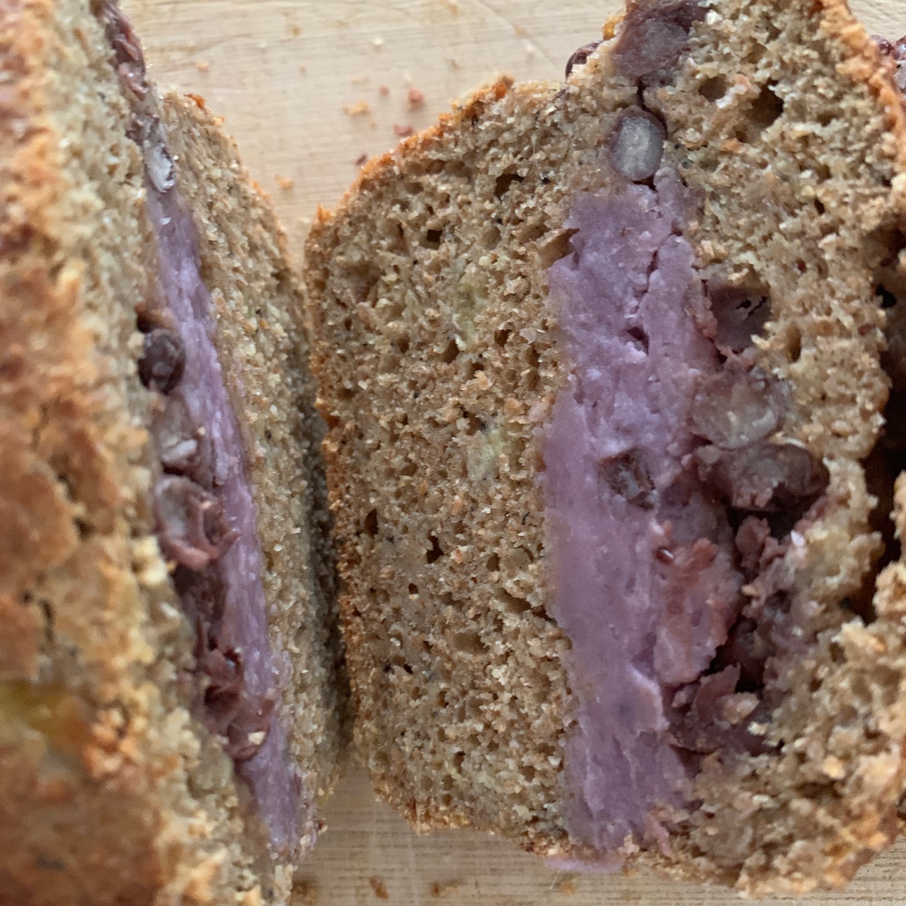 红豆香芋快手面包丨健康·烘焙