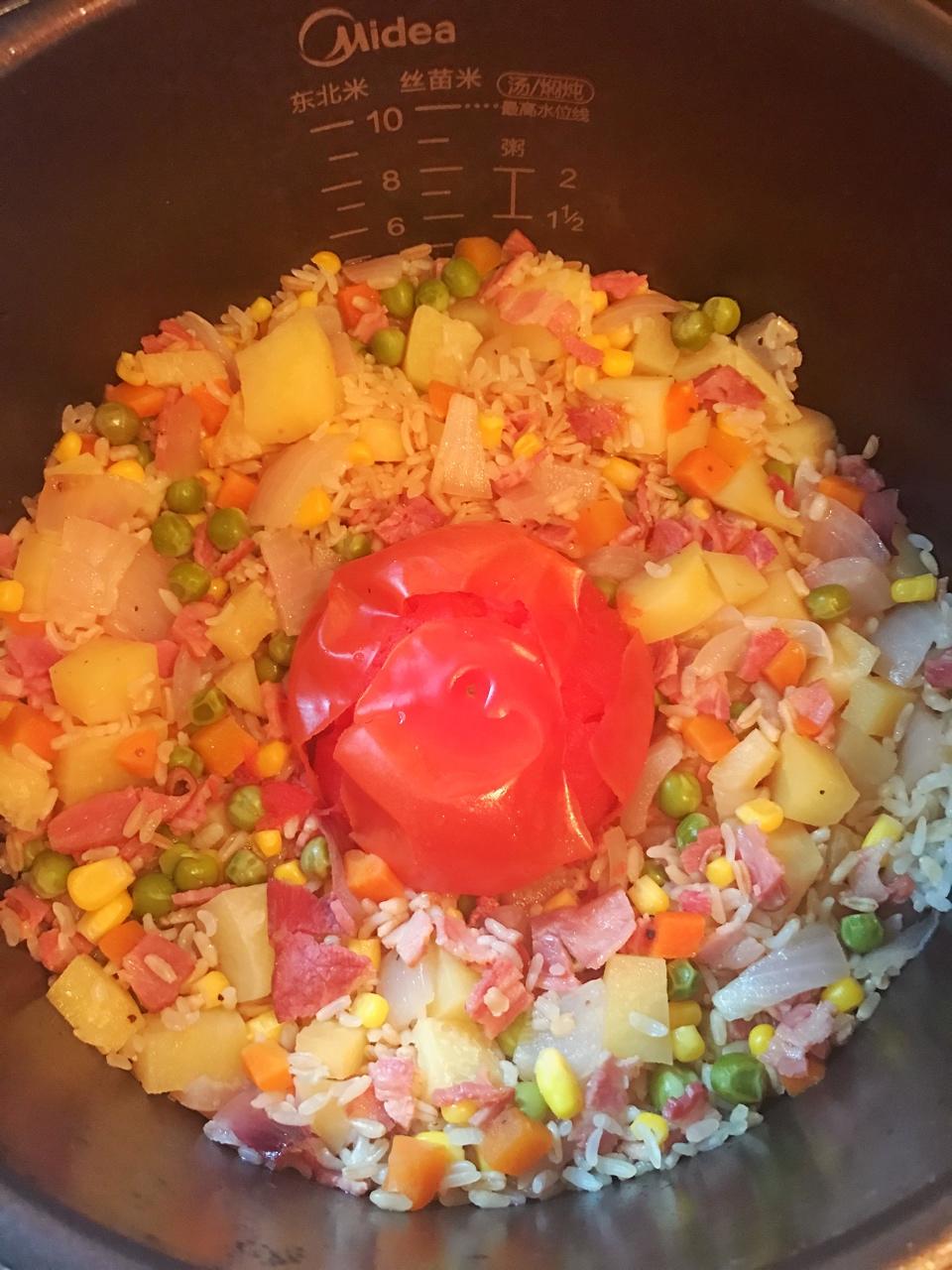 🍅超级无敌好吃~料多多~一只番茄一只鸡蛋饭🍅