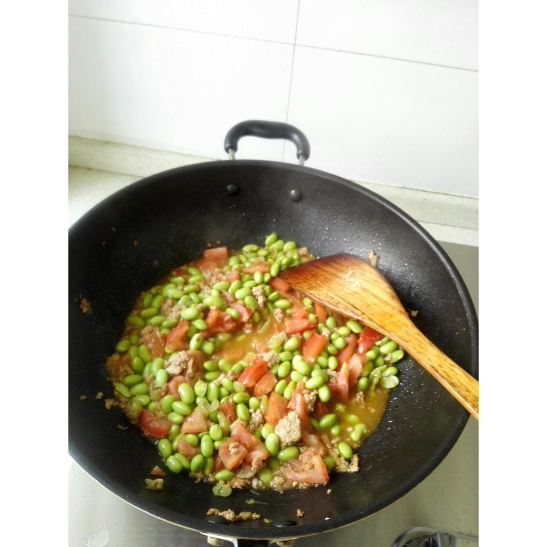 肉末番茄烧毛豆