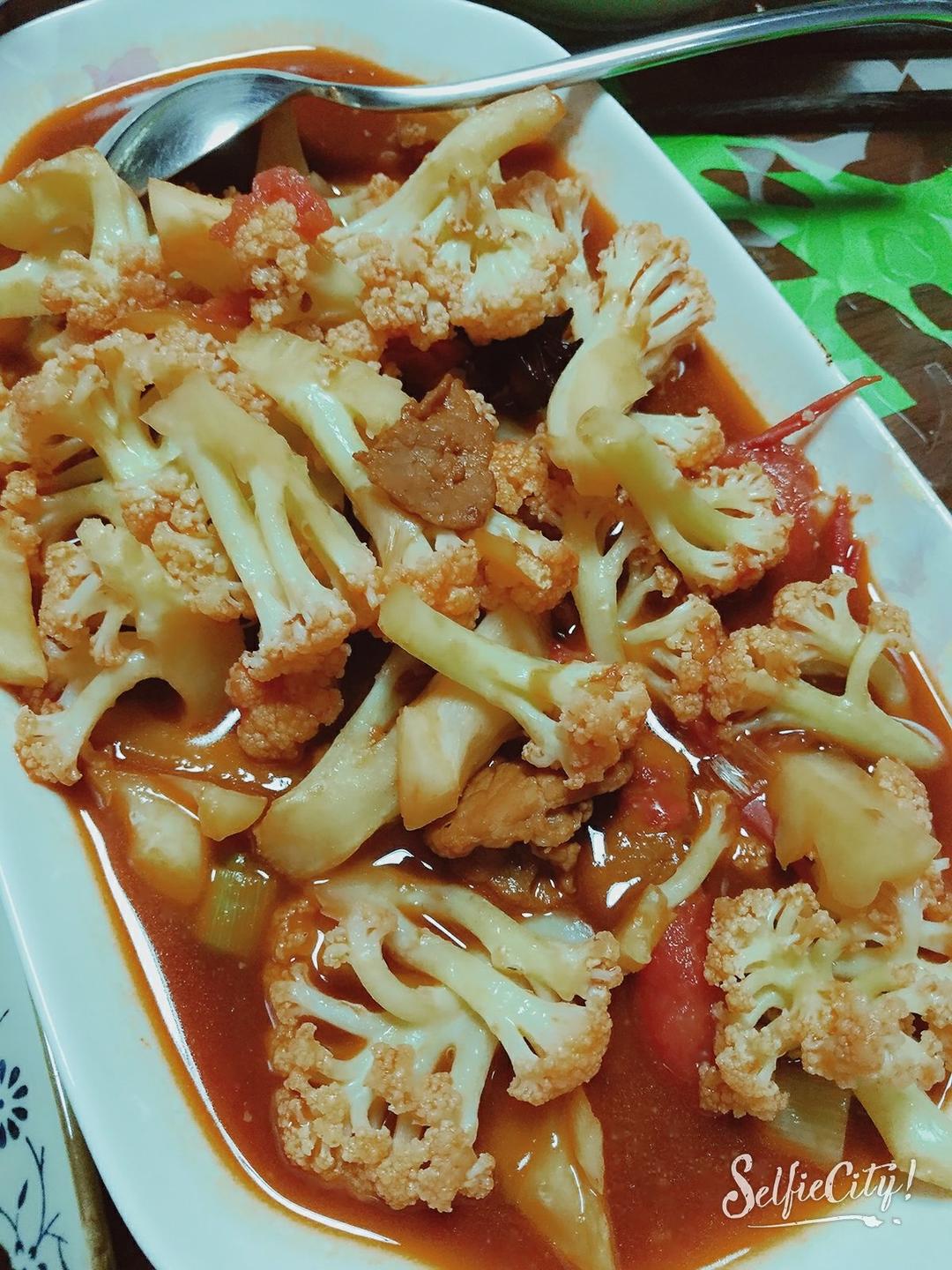 有机花菜炒西红柿