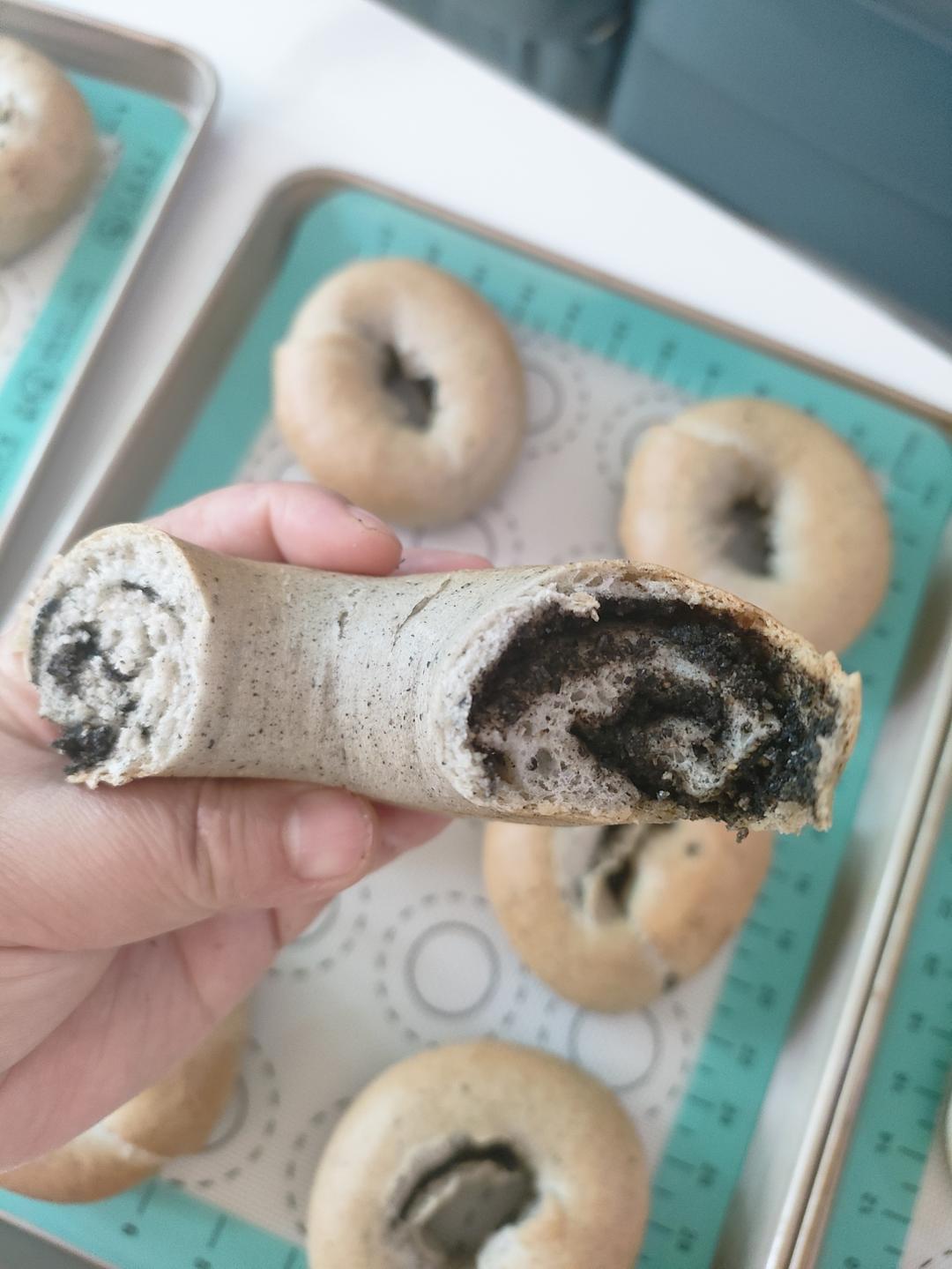 双重黑芝麻贝果🥯低油低糖巨好吃㊙️详细教程
