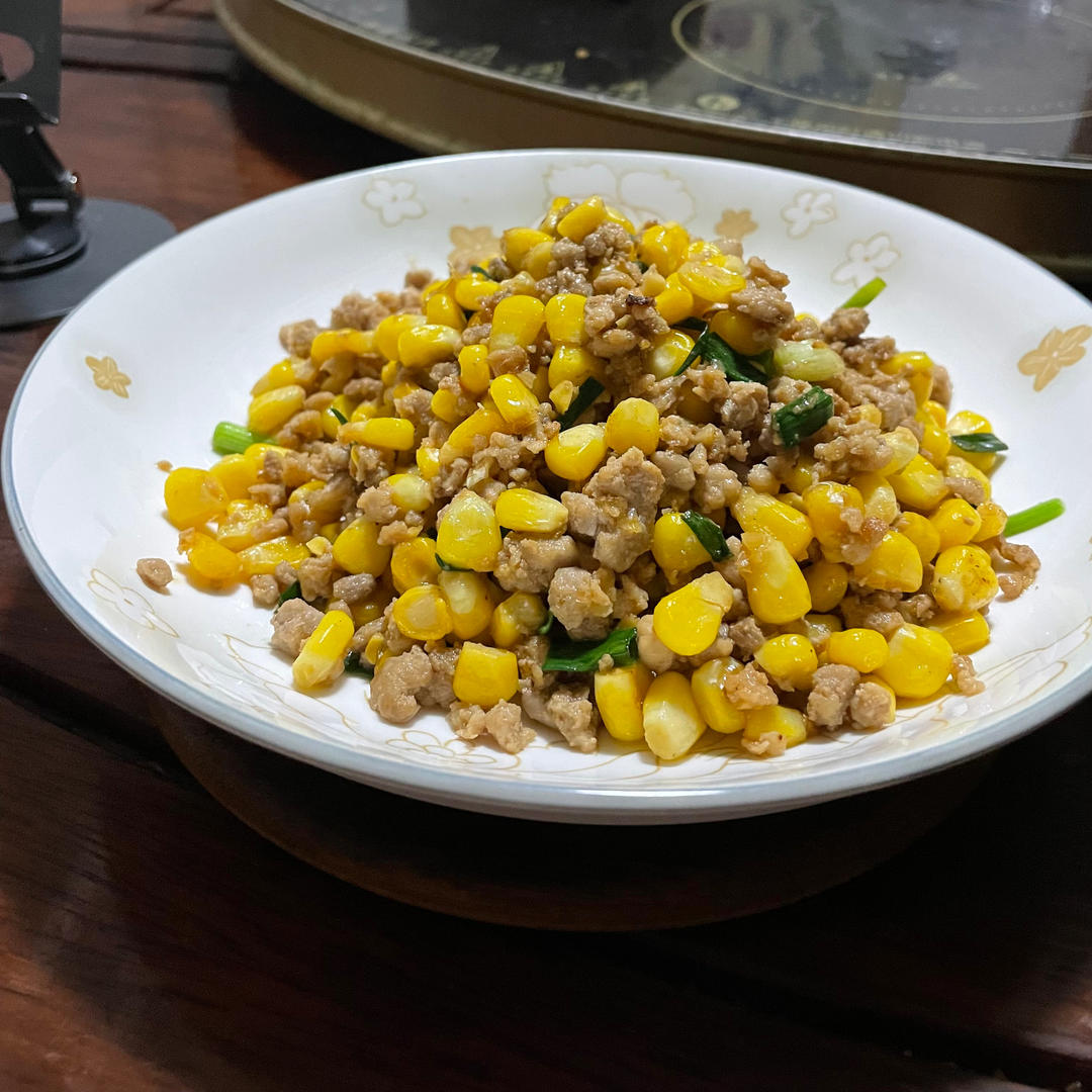 玉米炒碎肉----减肥的食谱