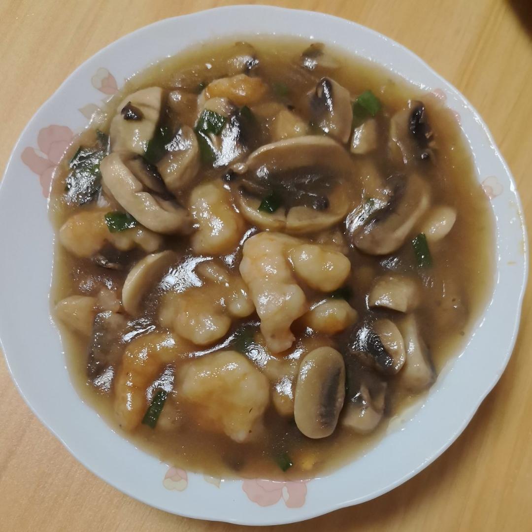 蘑菇🍄（口蘑）炒虾滑❗️简单美味
