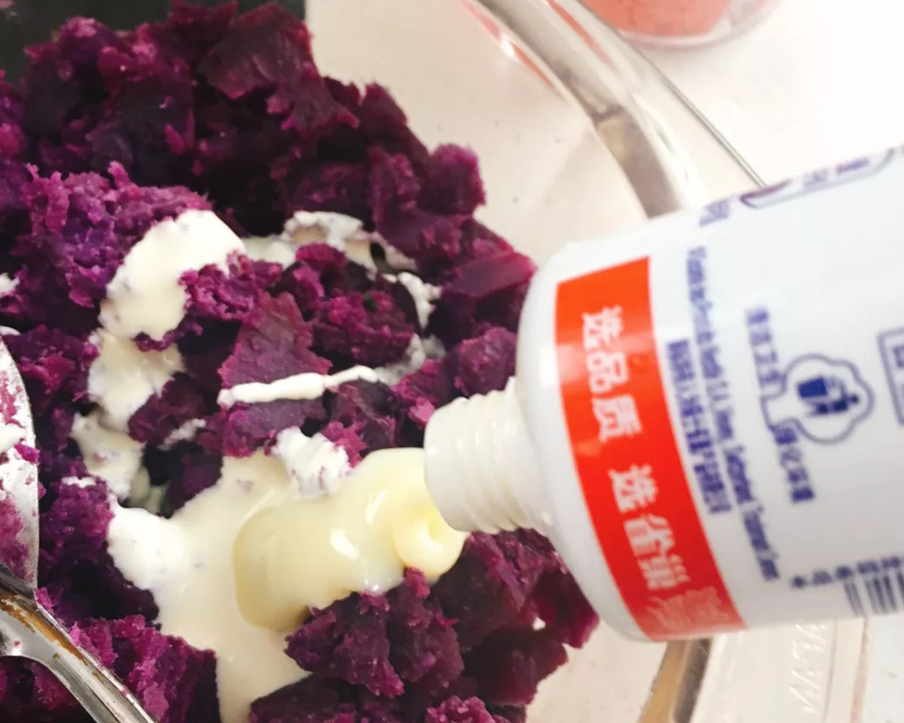 紫薯爆浆芝士仙豆糕的做法 步骤2