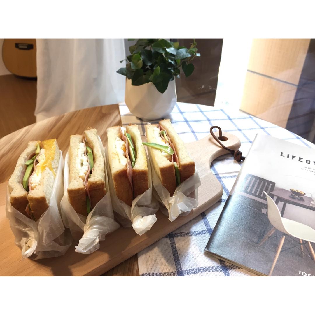 如何做超厚的沼三明治~详细tip！牛油果鸡蛋午餐肉三明治~