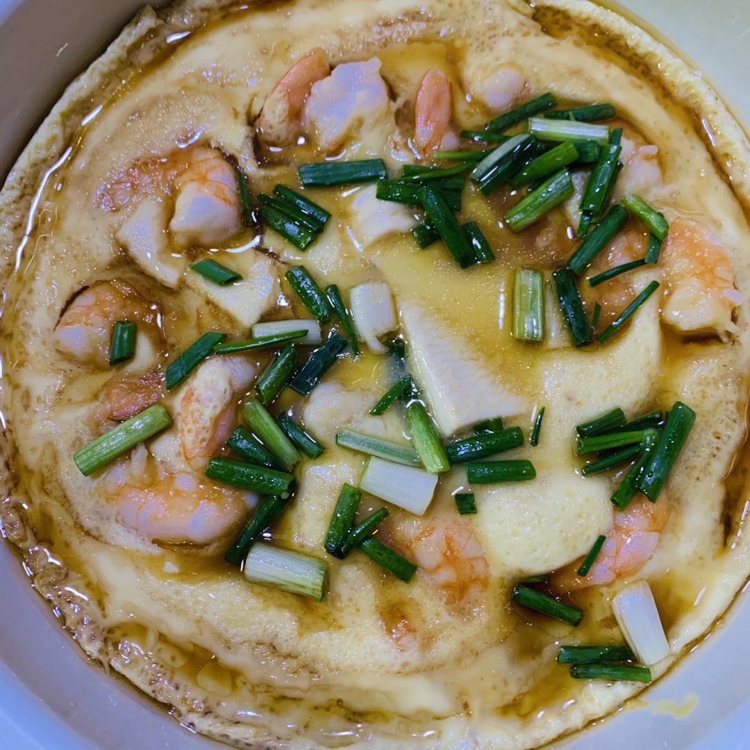 虾仁豆腐蒸水蛋
