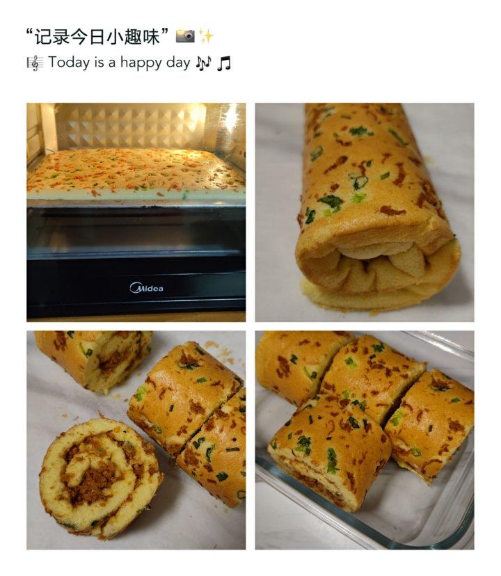 香葱肉松蛋糕卷这样做‼️满屋飘香（小视频食谱）