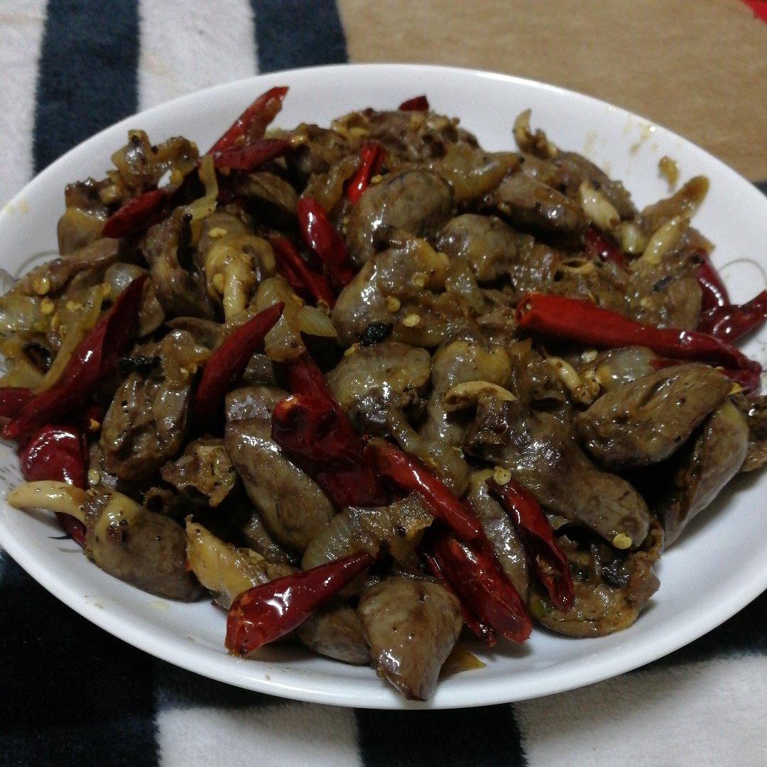 孜然圆葱炒鸡心