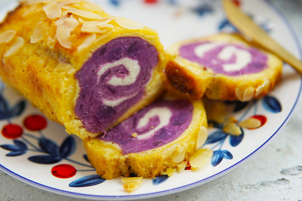 岩烤奶酪紫薯卷的做法