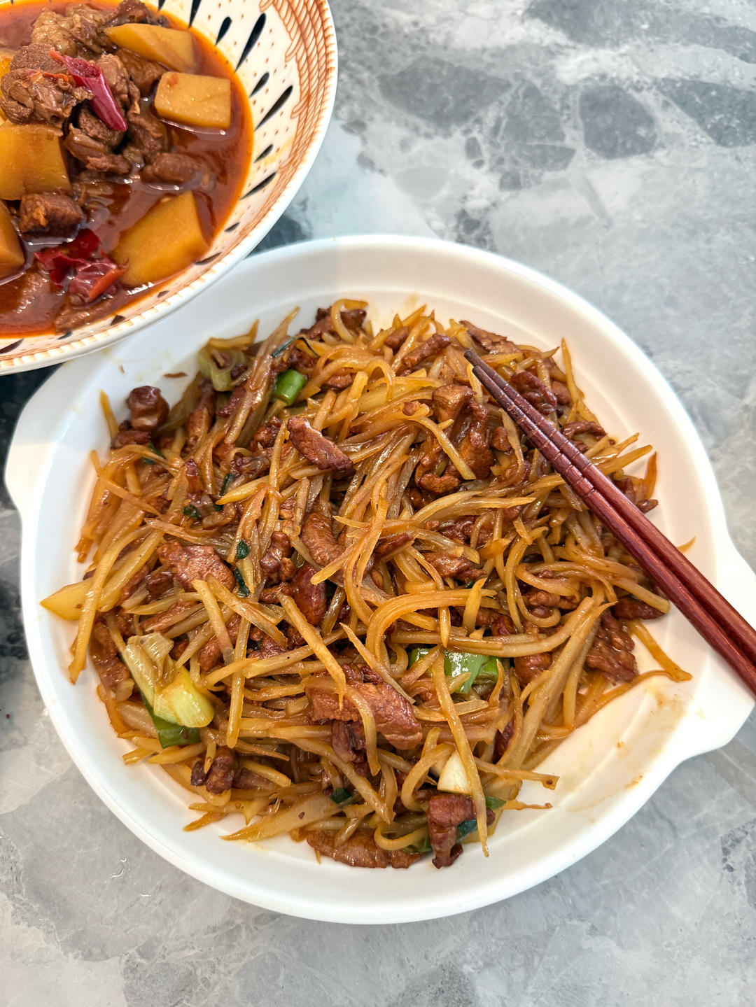 简单快手的土豆丝炒肉丝！拌饭绝绝子！！