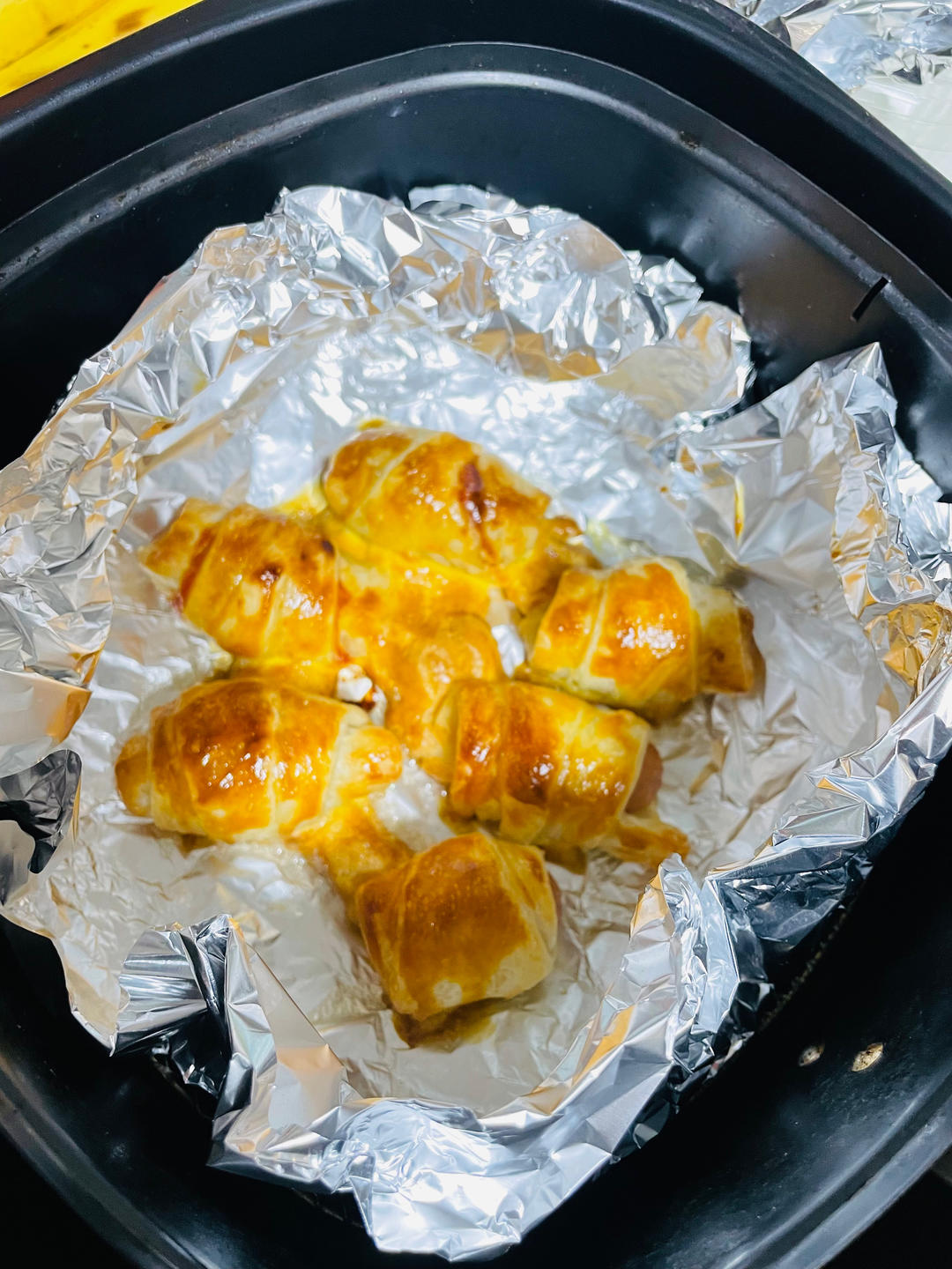 快手早餐：手抓饼变可颂面包（空气炸锅）