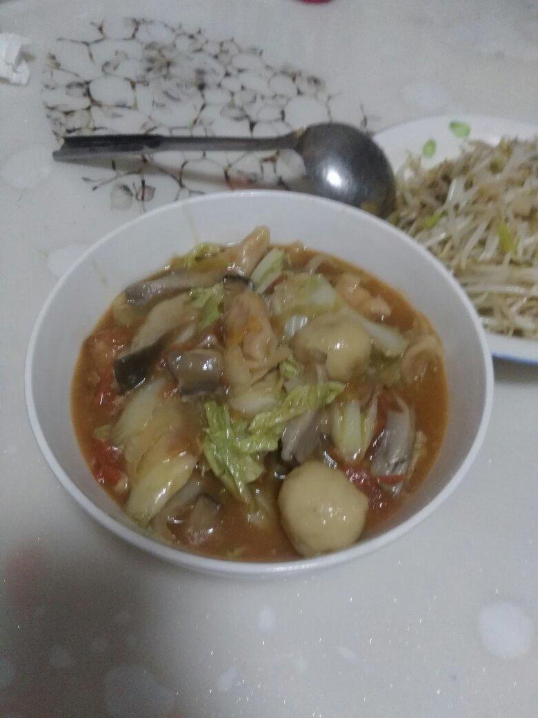 番茄汁鸡肉丸子砂锅