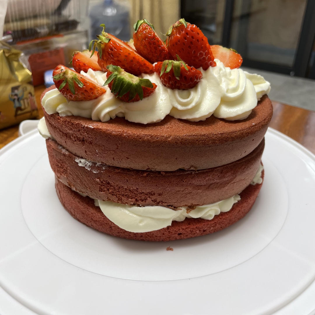 不透露姓名的王祖贤做的暖心红丝绒蛋糕〔6寸绵软戚风版