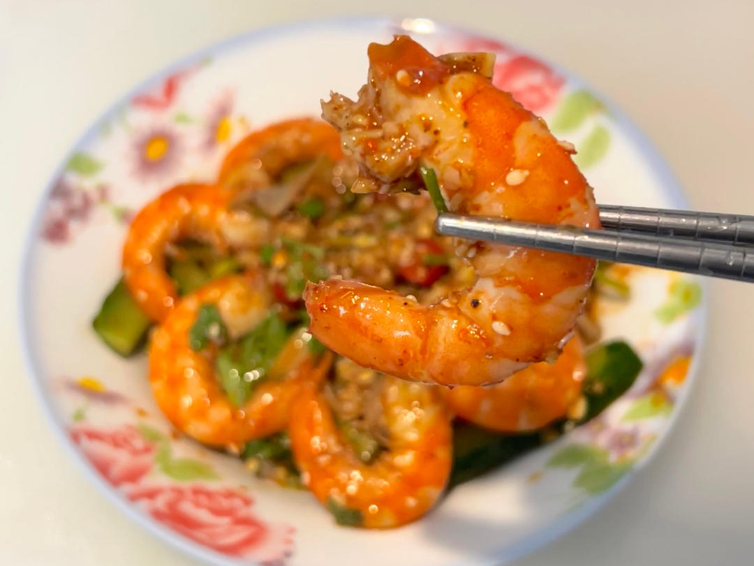 减脂～凉拌平菇虾🦐