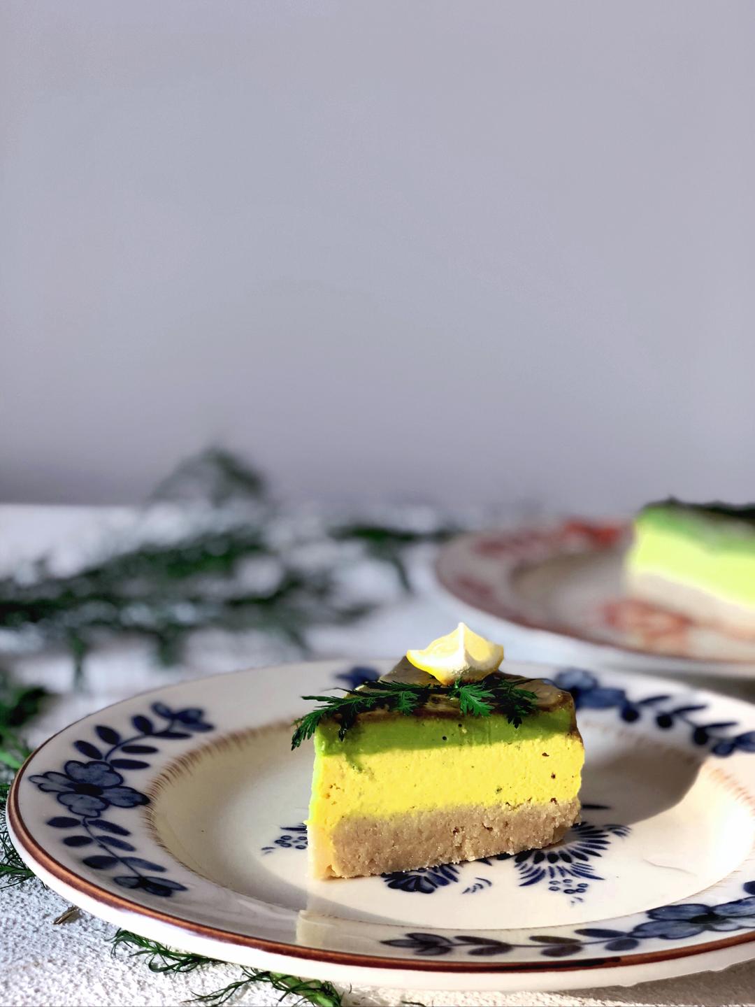 柠檬牛油果三色芝士素食蛋糕|Raw Cake