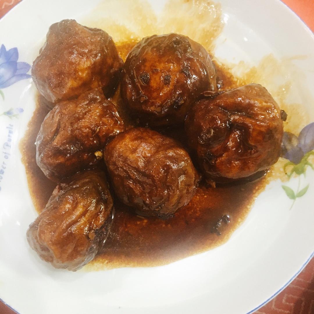 红烧油面筋塞肉