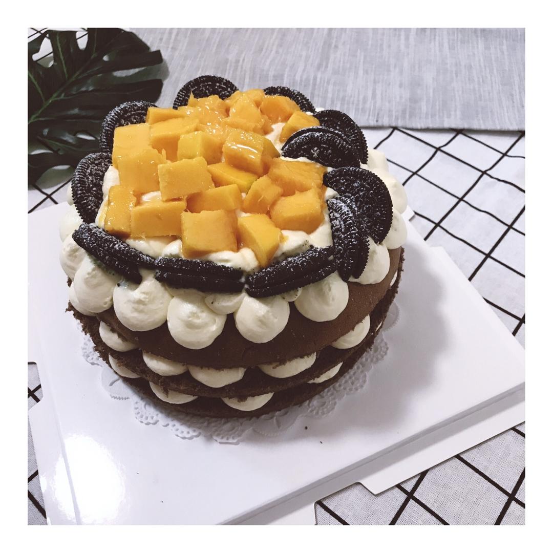 【零失败】不会裱花没关系的水果裸蛋糕 芒果裸蛋糕 完美戚风胚