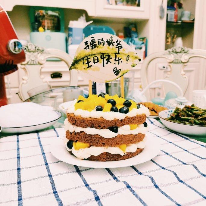 可可戚风水果裸蛋糕