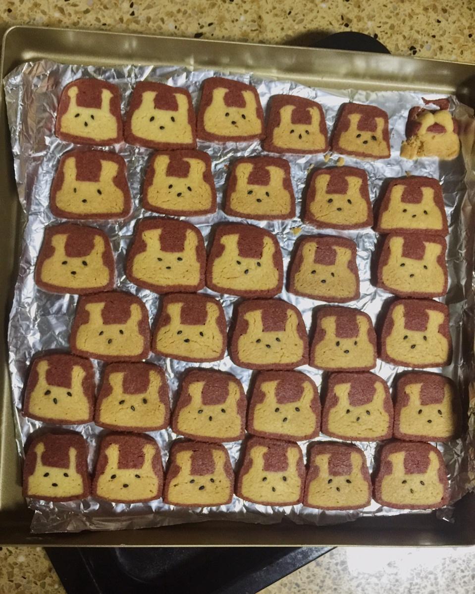 抹茶兔兔曲奇（比熊猫简单！超详细实物图+超良心手绘图）