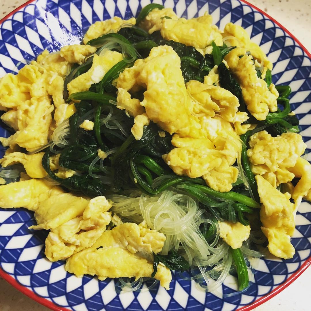 菠菜鸡蛋炒粉丝