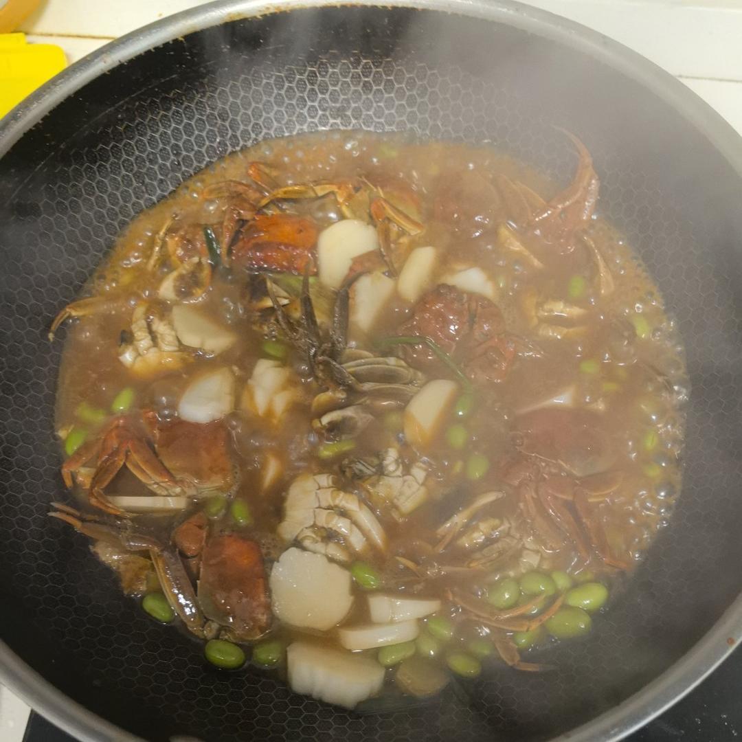梭子蟹炒毛豆