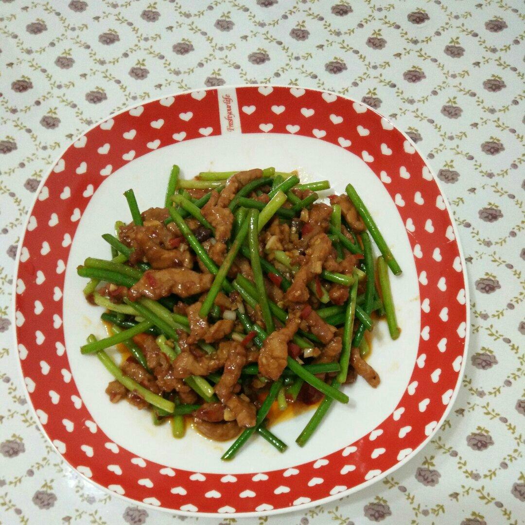 肉丝炒蒜苗