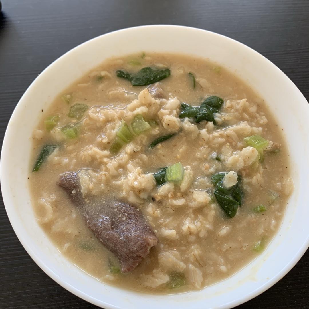 快手咸燕麦味噌花生滑牛粥【健康一锅端】