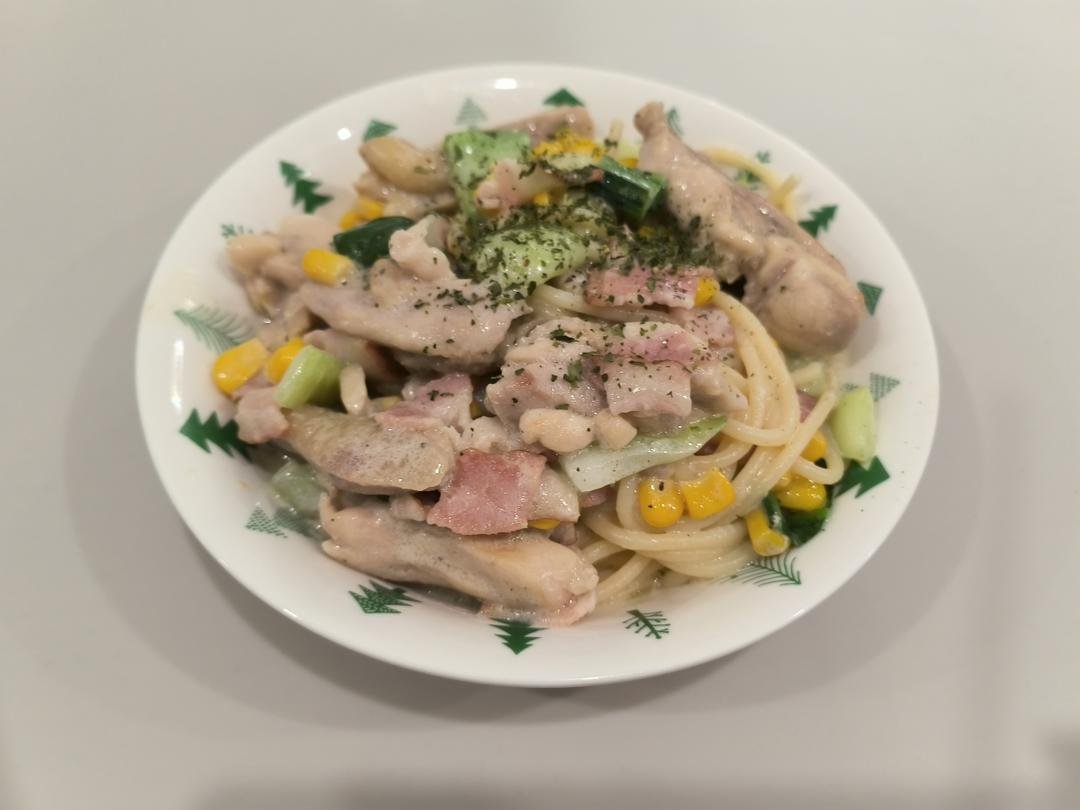 白汁蘑菇培根意粉