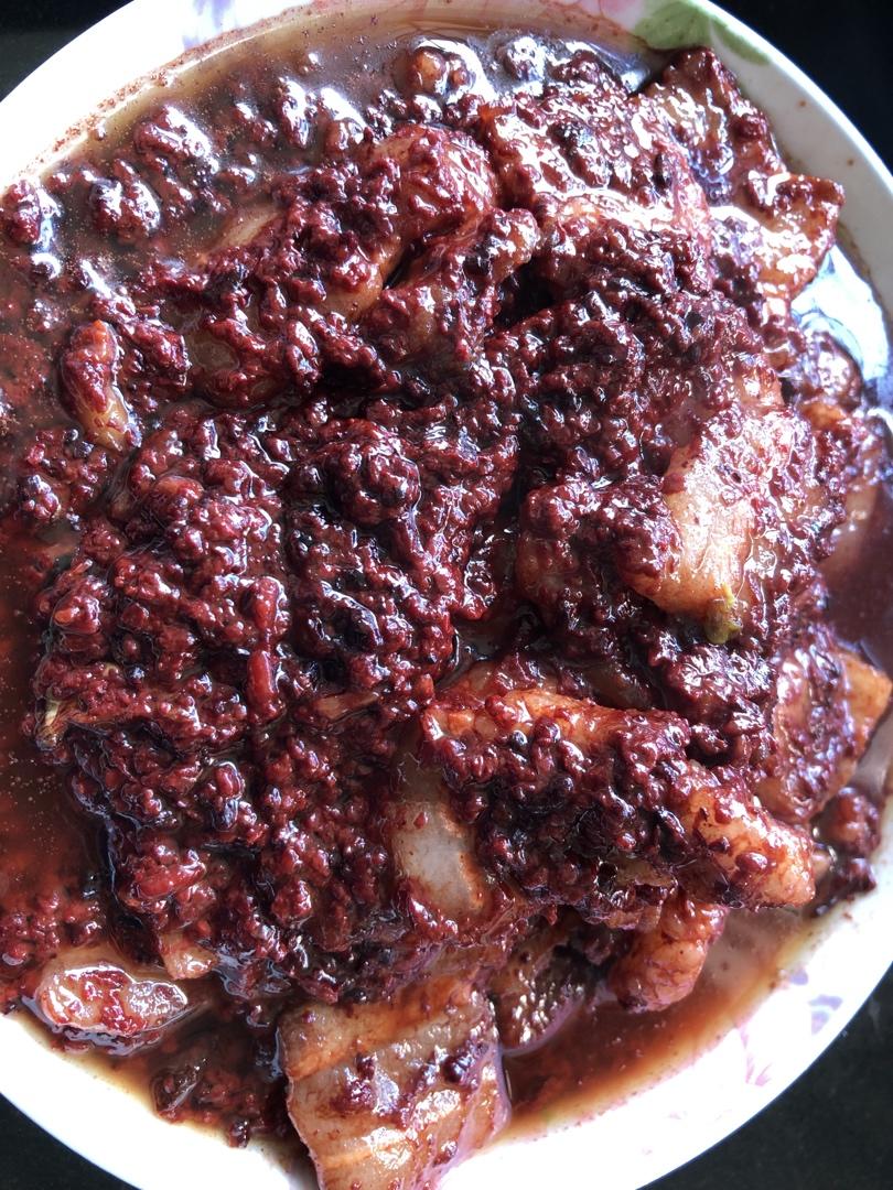 chenlilian做的红曲酒糟肉山药豆菜干笋不焯水不煎不炒糖色