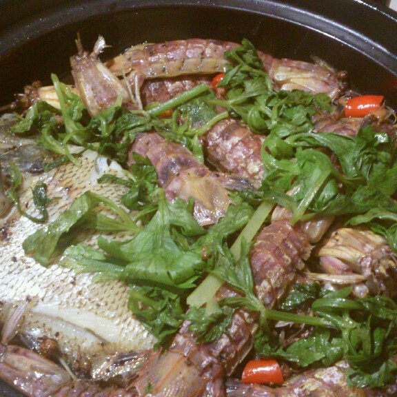 塔吉锅原味盐灼虾