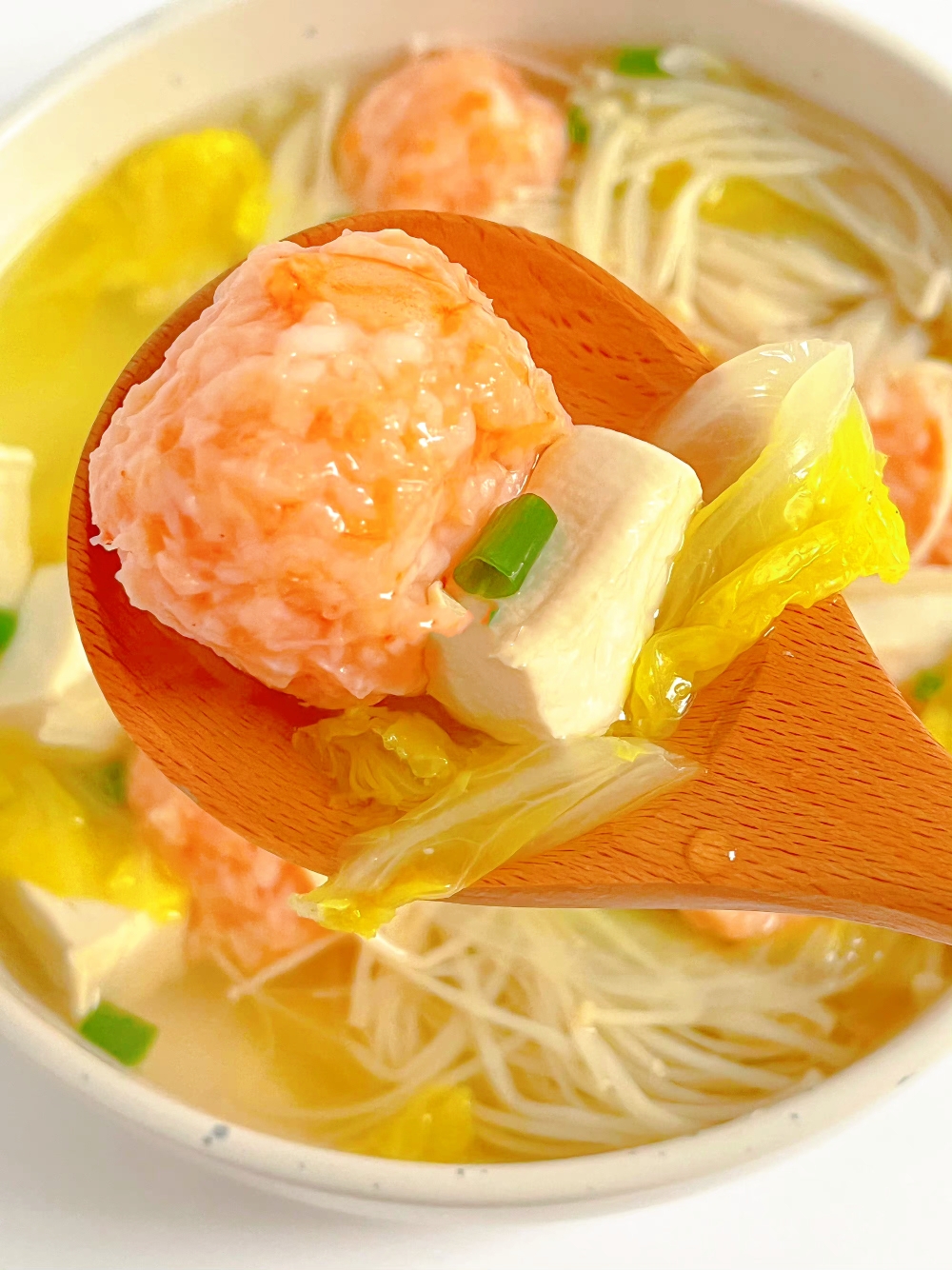 【减脂餐】低脂高蛋白虾丸豆腐汤的做法 步骤3