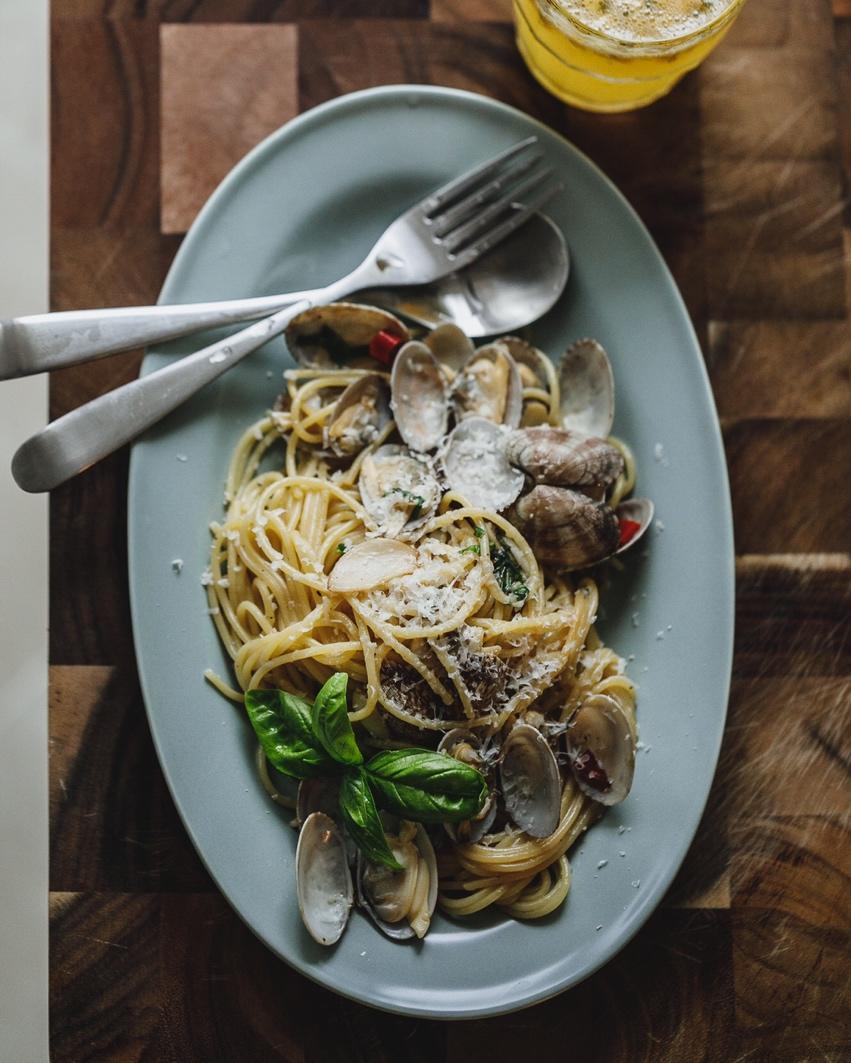 海鲜蛤蜊意面.Spaghetti with clams.