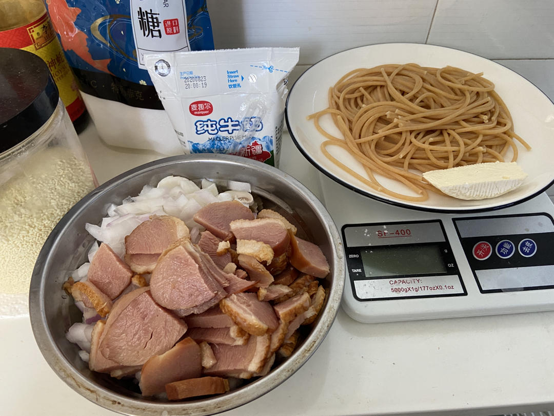 跟着白老师学的培根奶油意面