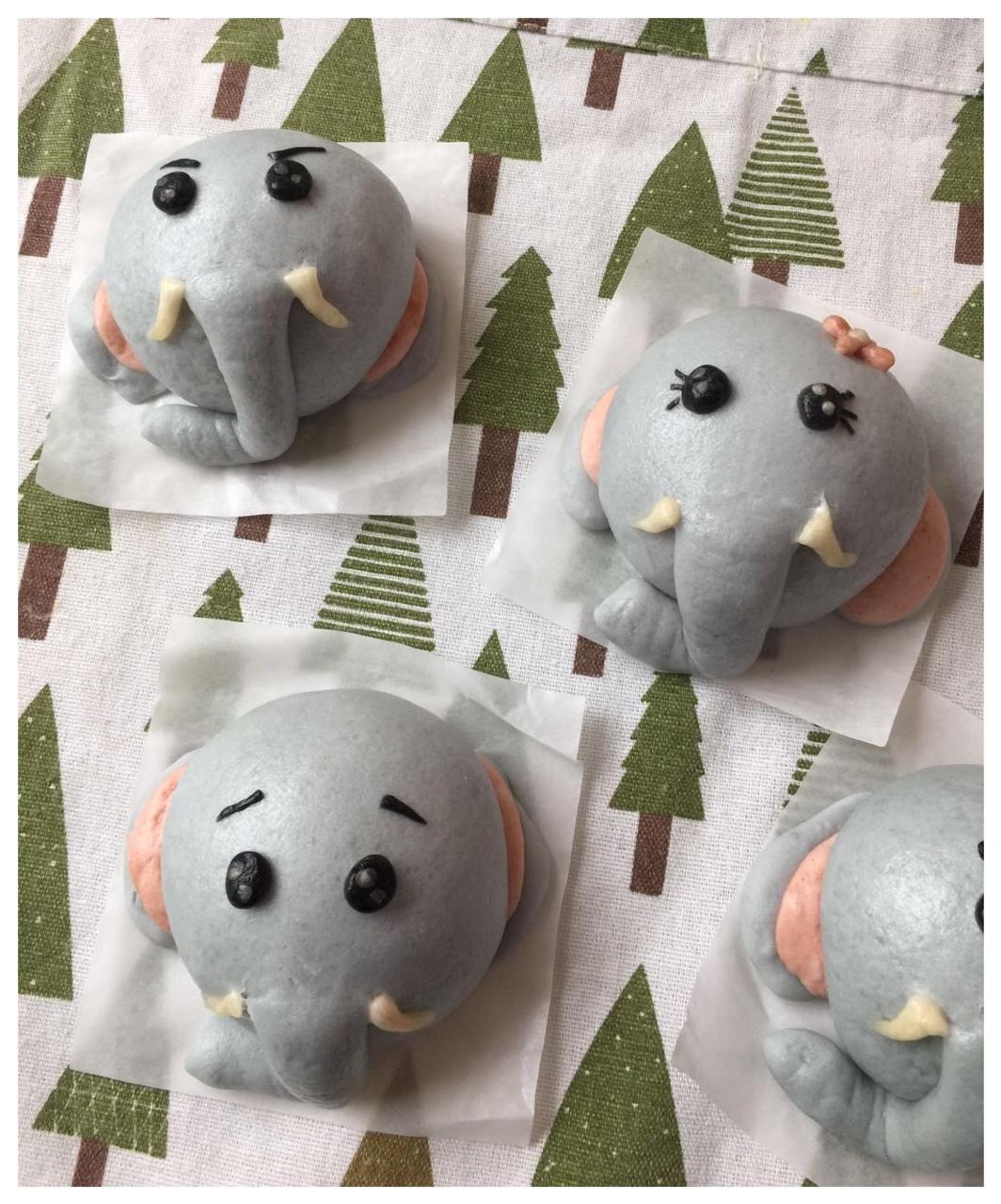 moki2008做的可爱大象火腿肠卡通馒头