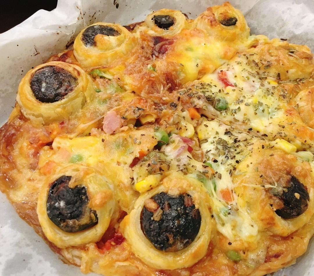 2张手抓饼皮搞定1个披萨——奥尔良鸡肉披萨