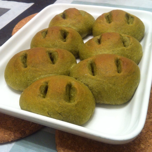 抹茶豆沙小面包（无油脂）