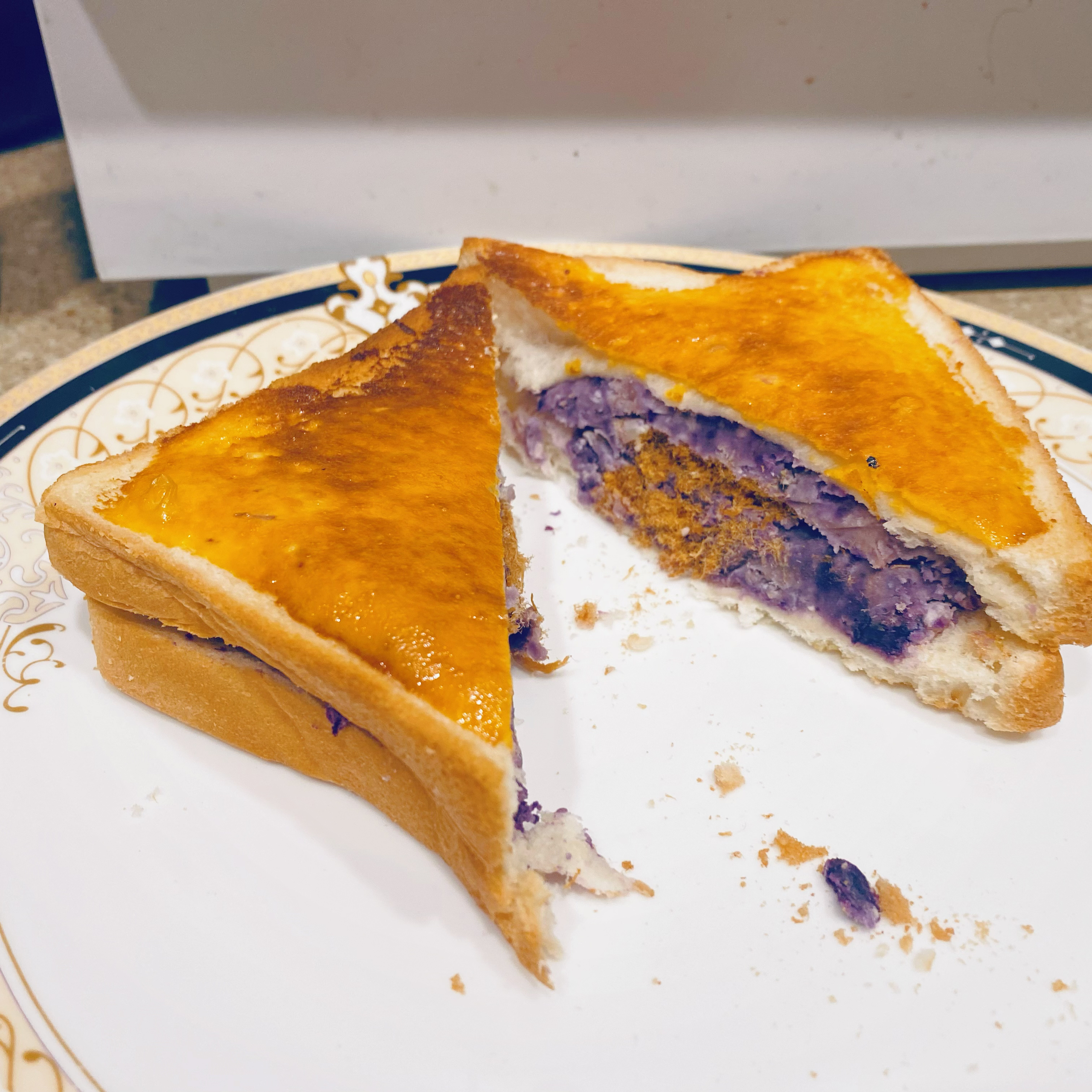紫薯芋泥三明治🥪（空气炸锅）的做法 步骤4