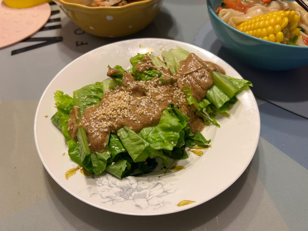 凉拌麻酱油麦菜，高颜值的快手菜