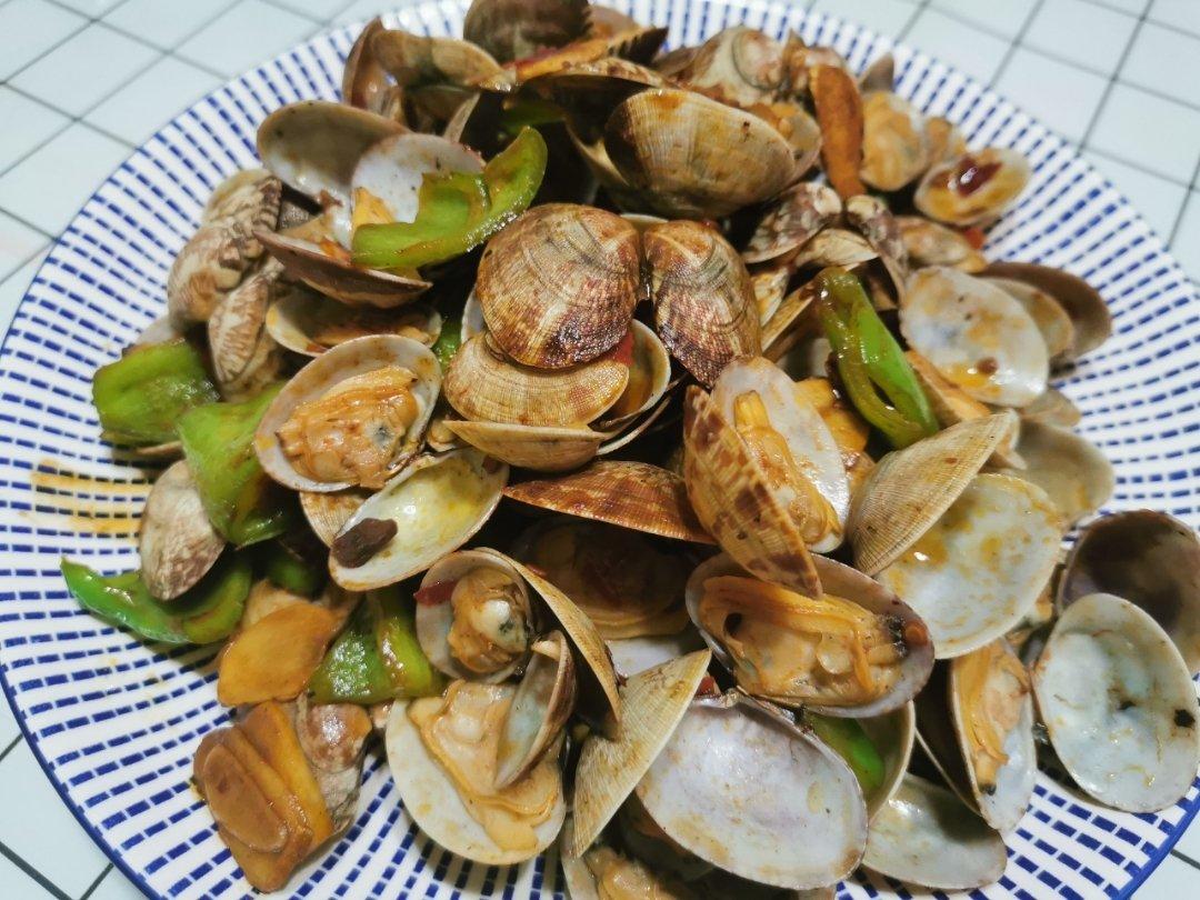 葱炒花蛤
