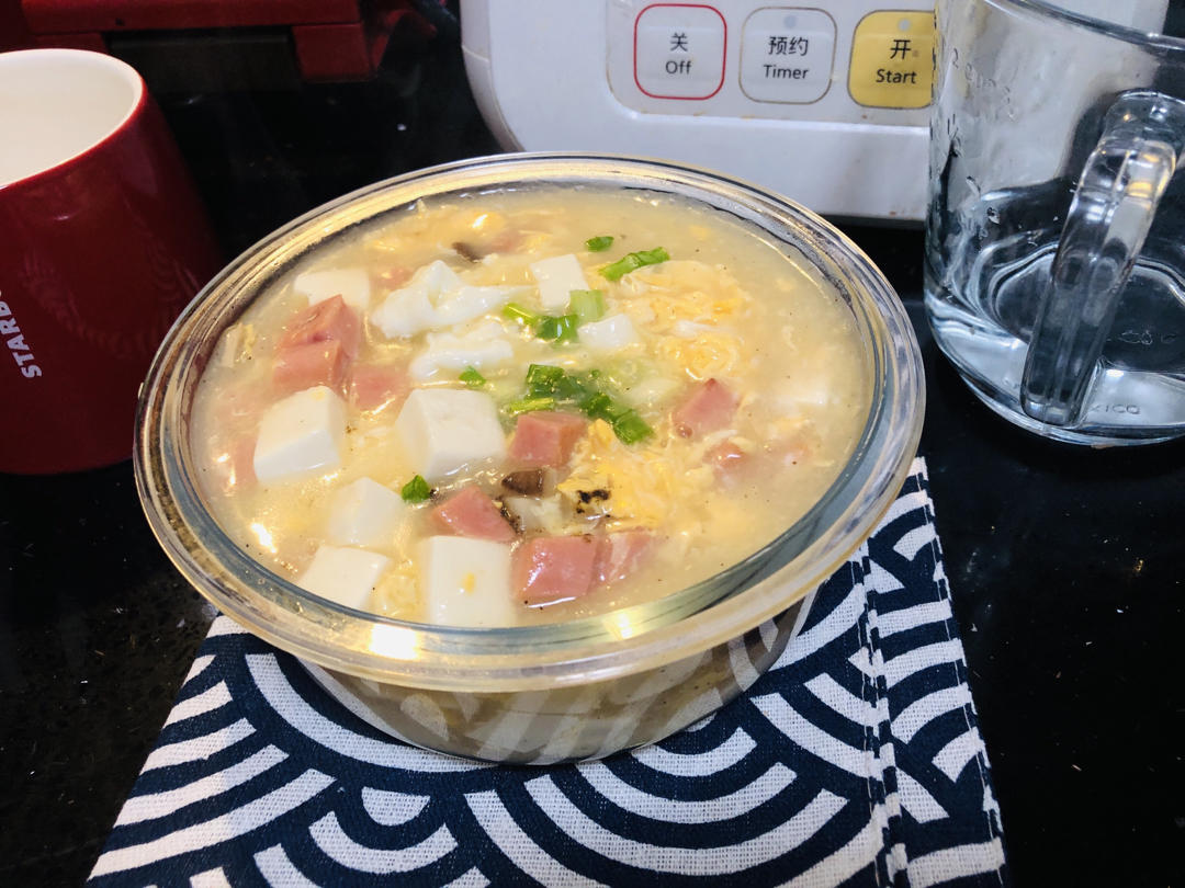 减脂餐｜鸡蛋火腿豆腐羹，清淡爽口‼️