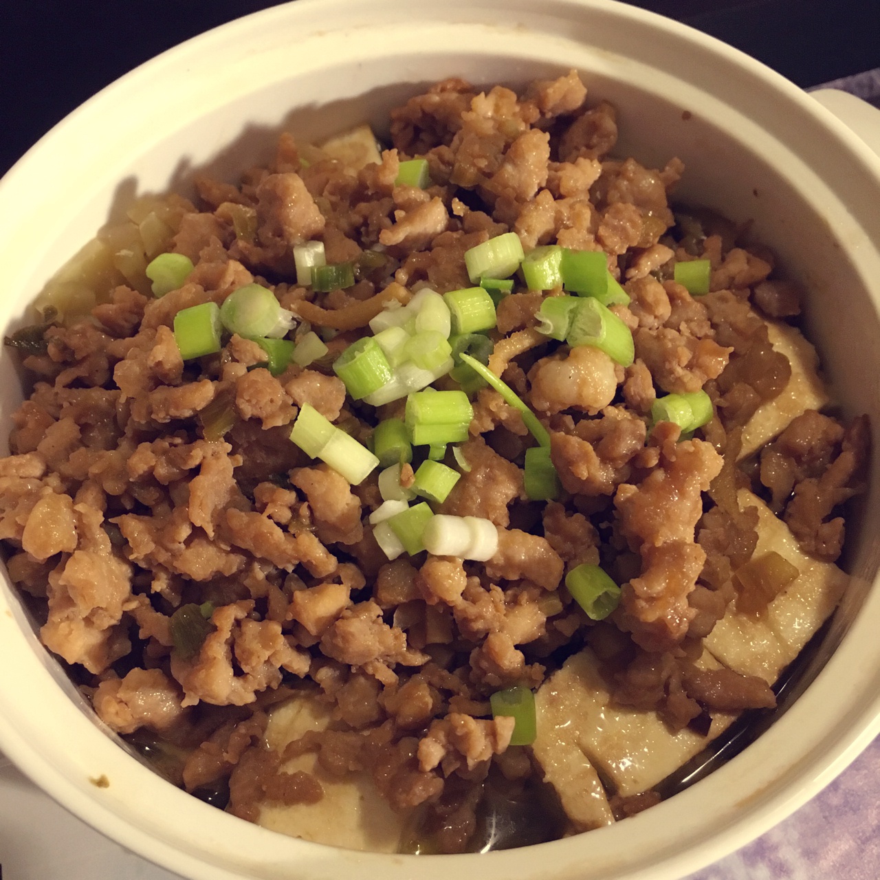 榨菜肉末蒸豆腐