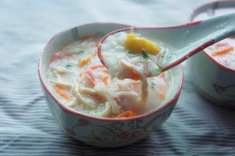 板栗鸡丝粥