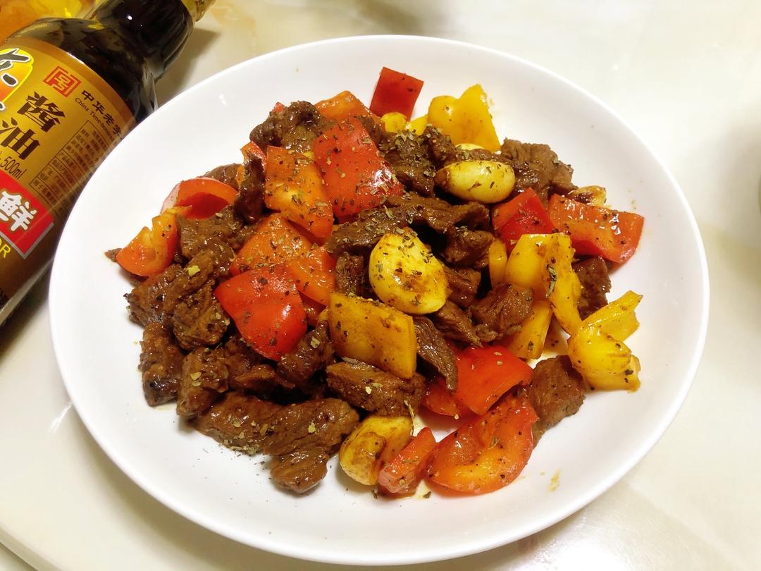 彩椒蒜香牛肉的做法